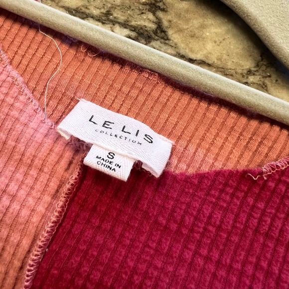 Le Lis Boutique Pink Color Block Patchwork Cropped Long Sleeve Top Small - Picture 3 of 3